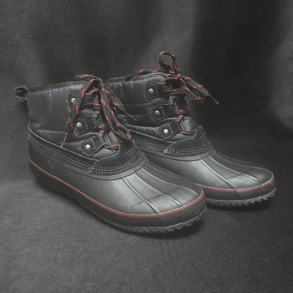 American Eagle Outfitters Black Waterproof Duck Boots Faux Fur Lined Booties